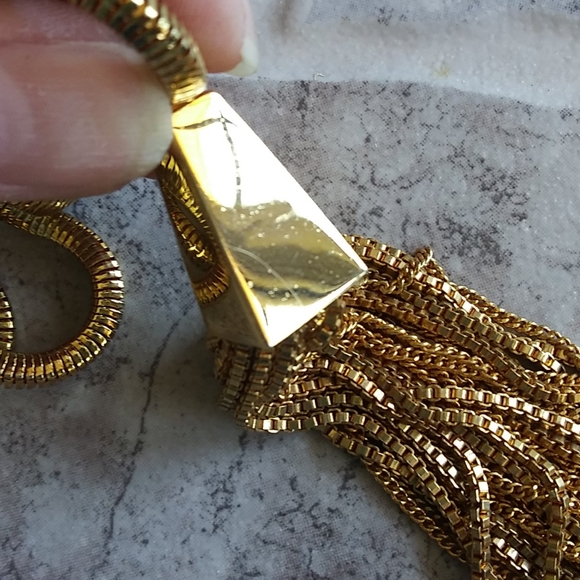 Vince Camuto Chic Goldtone Thick Snake Chain Tassel Necklace - Picture 3 of 8